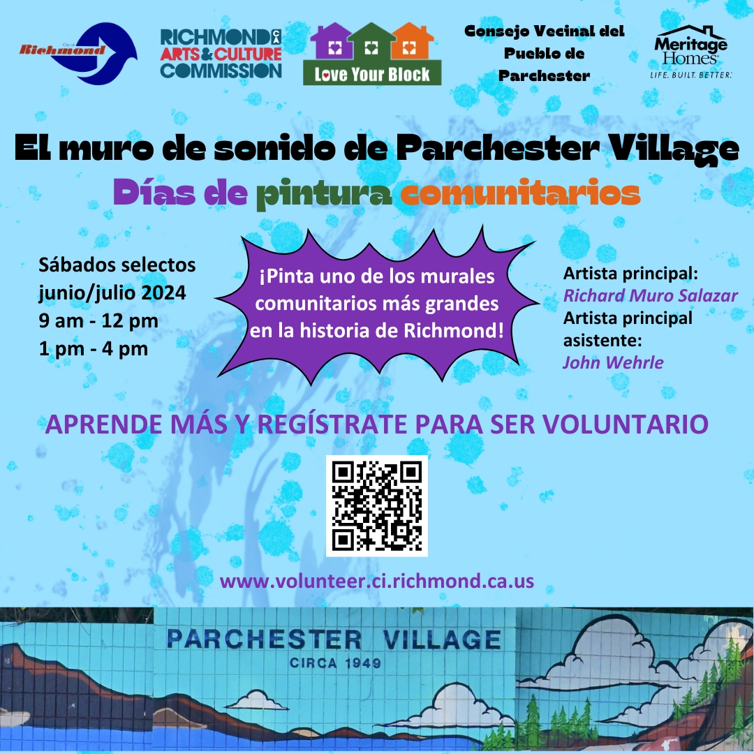 2024 May 24 Marina Bay Beacon Event Beautify Parchester Village Mural event flier Spanish