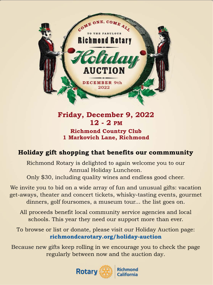 Marina Bay Beacon Event Richmond Rotary Holiday Auction December 2022
